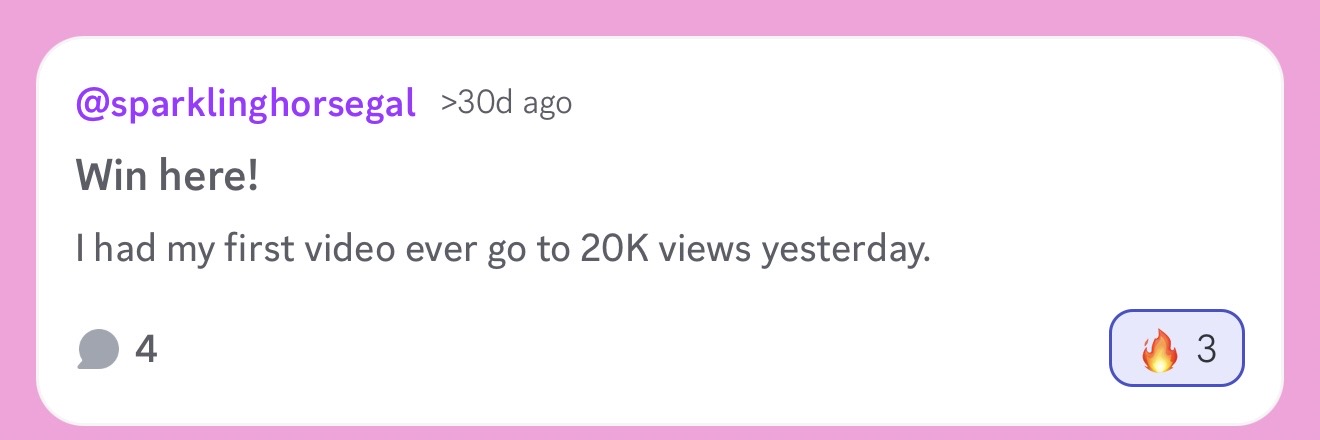 @sparklinghorsegal hitting 20K views on her first video