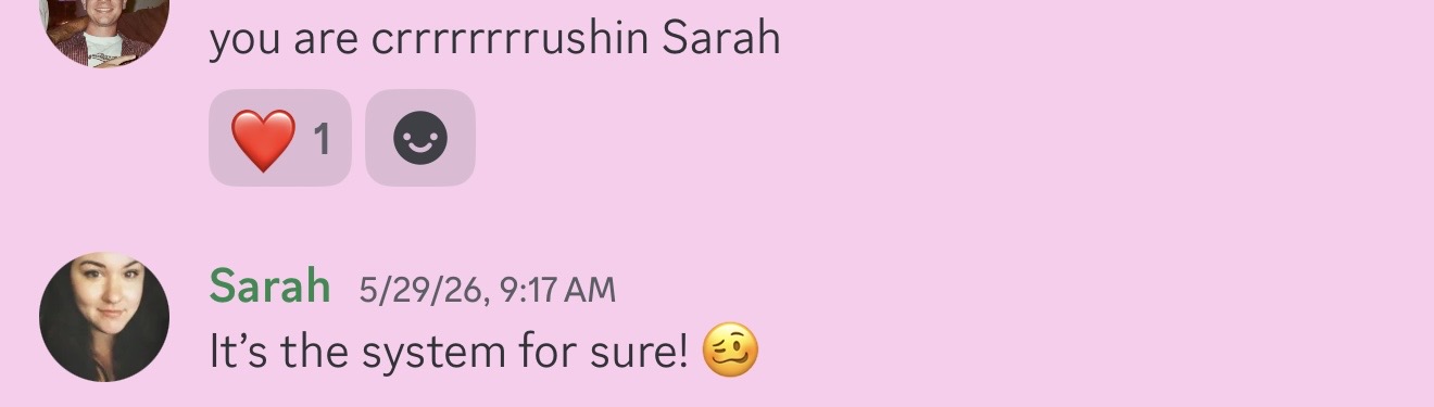 Bestie sharing a win in the Discord community